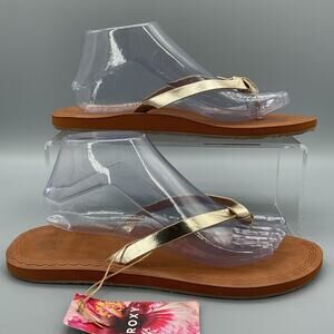 NEW Roxy Women’s Luv Me Knot Flip Flops Gold Size 10